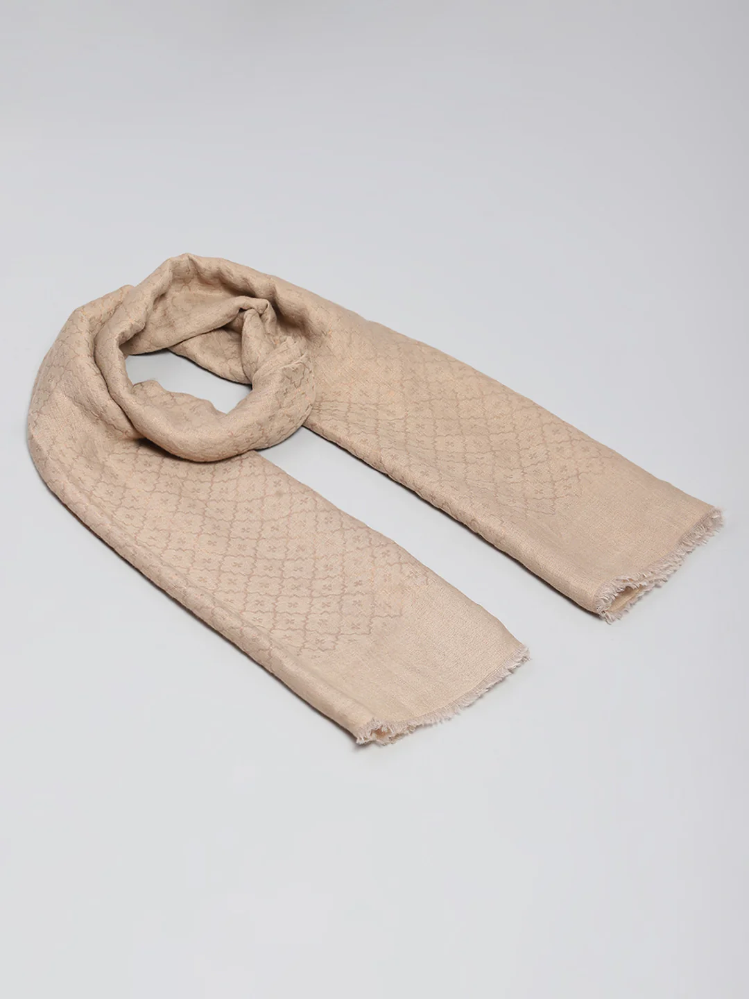 Women Beige Self Design Stole - Image 6