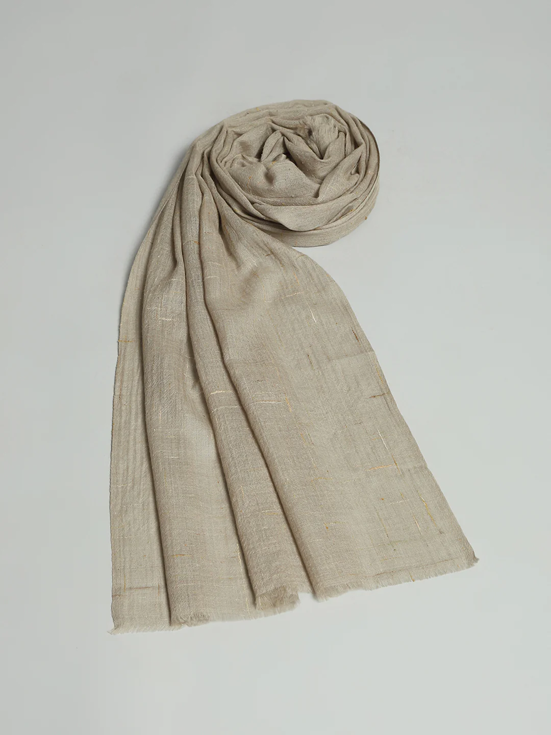 Women Beige Self Design Stole - Image 6
