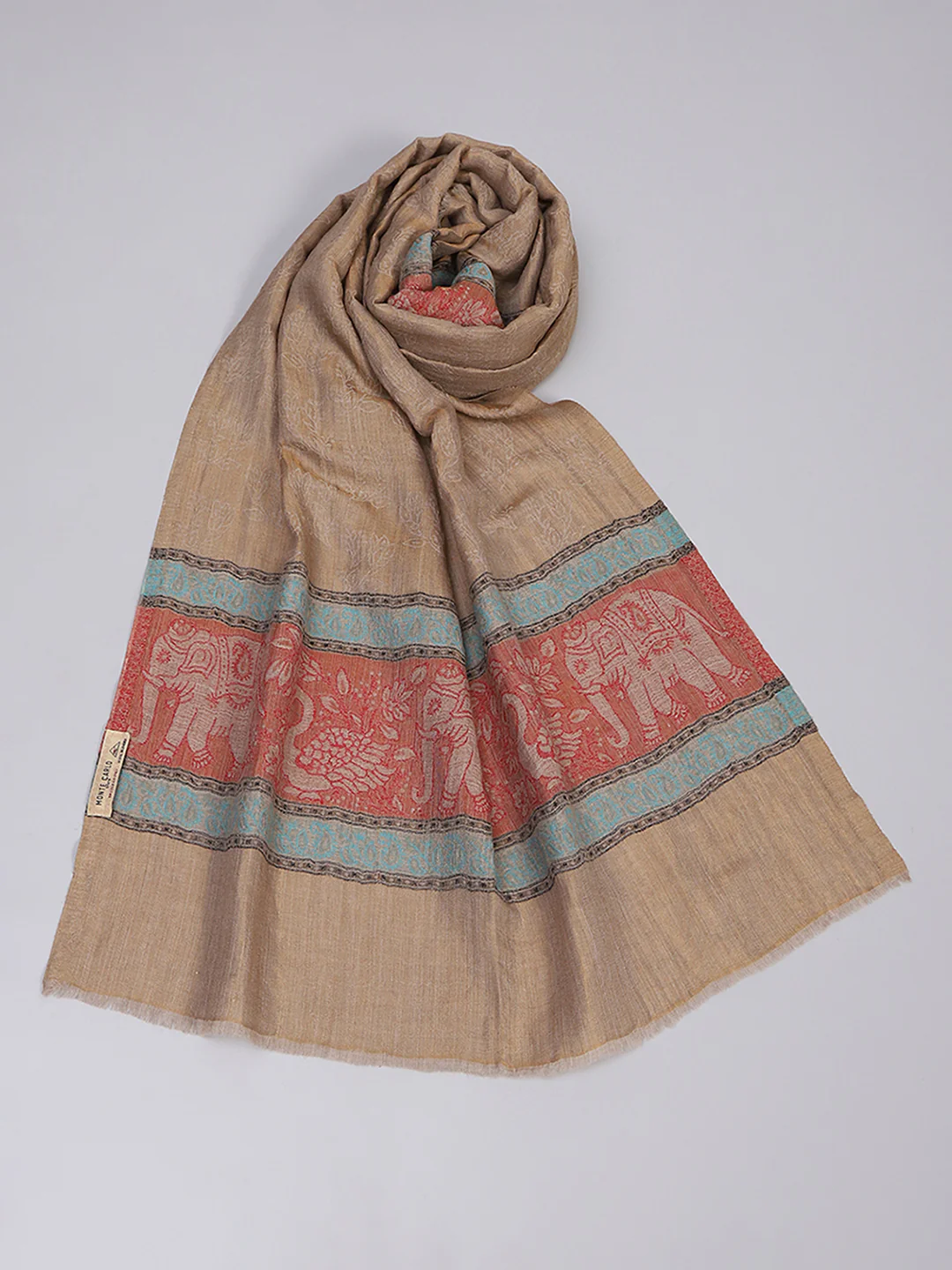 Women Beige Self Design Stole - Image 6