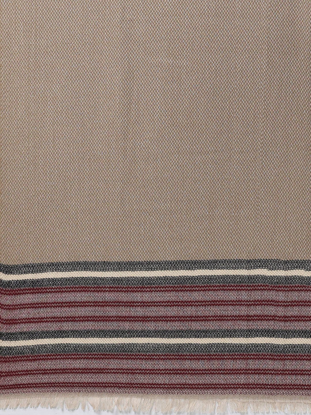 Women Beige Self Design Wool Stole - Image 7