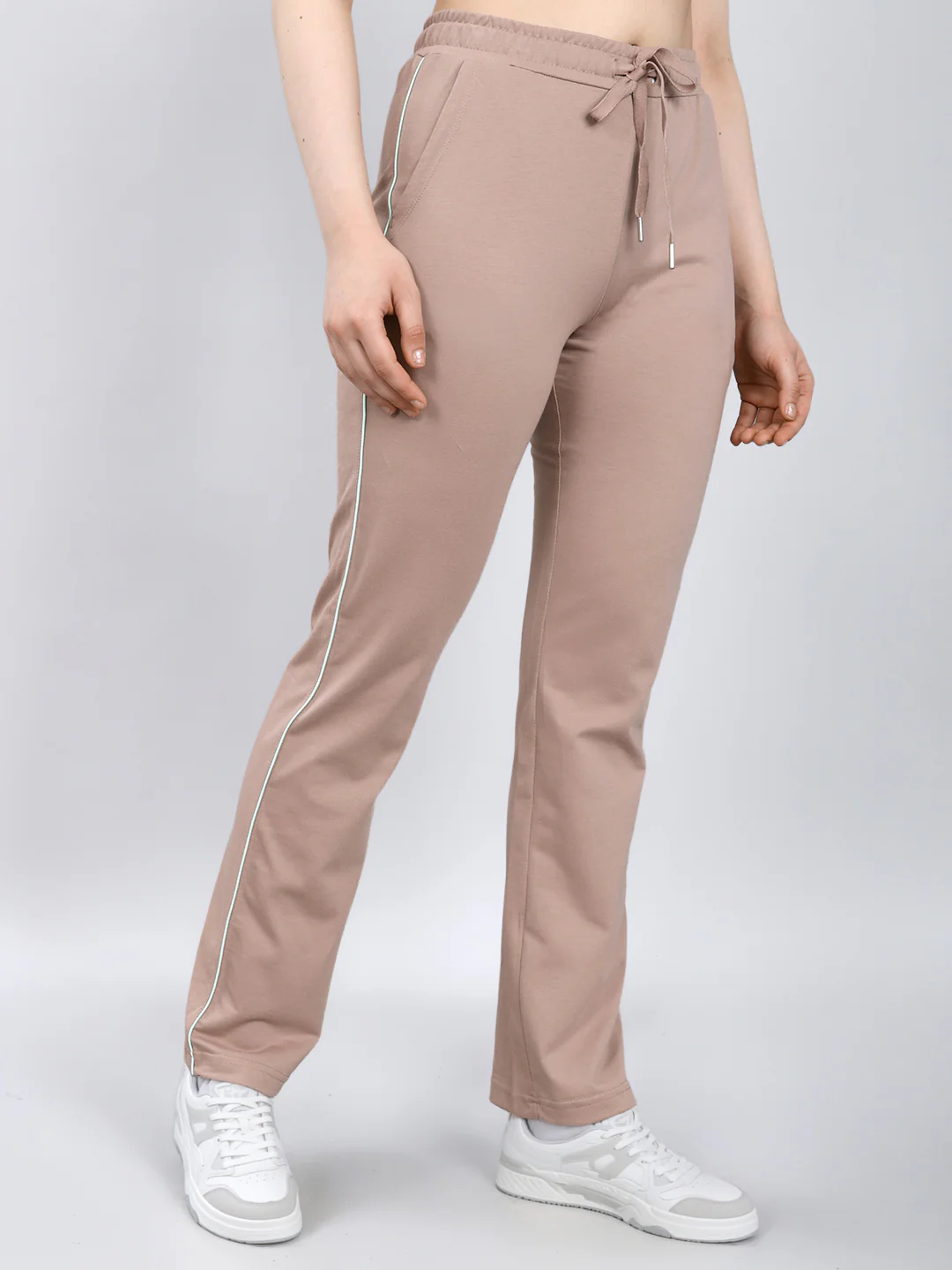 Women Beige Solid Regular Fit Lower - Image 3