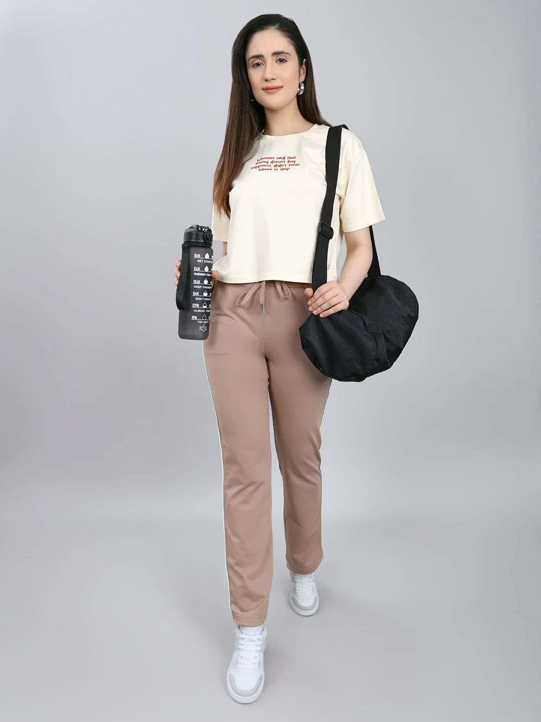 Women Beige Solid Regular Fit Lower - Image 6