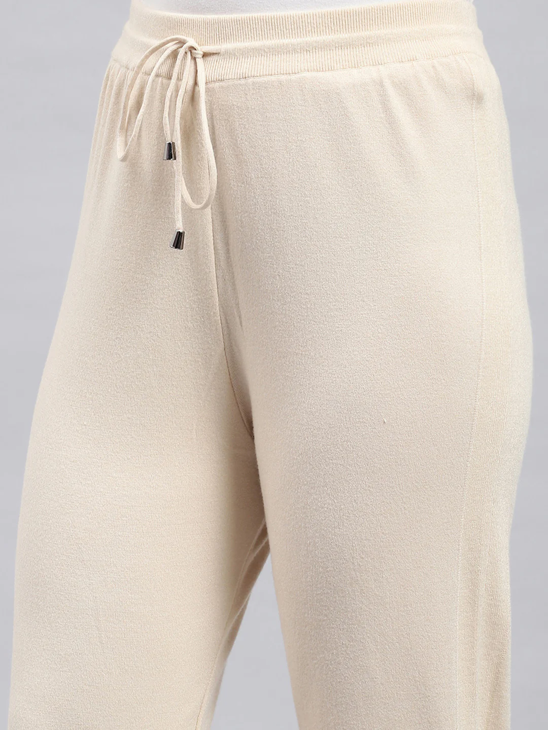 Women Beige Solid Round Neck Full Sleeve Cords Set - Image 8