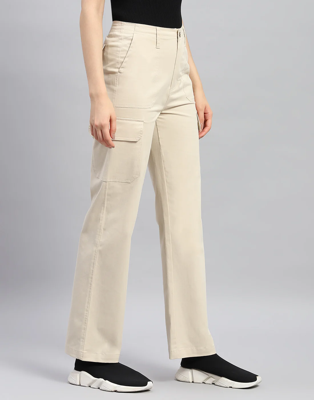 Rock.it Women Beige Solid Straight Fit Cargo - Image 4