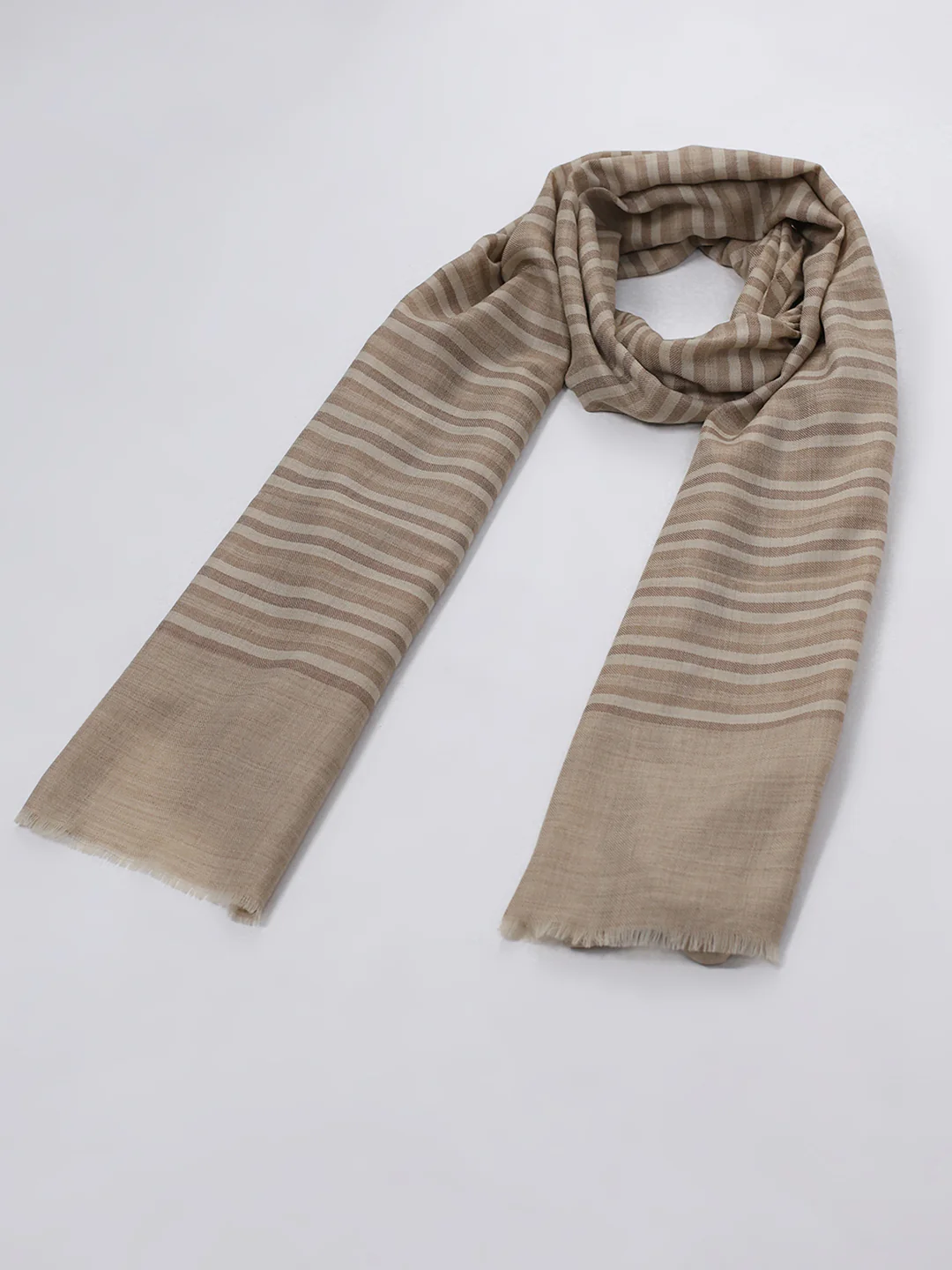 Women Beige Solid Wool Blend Stole - Image 2