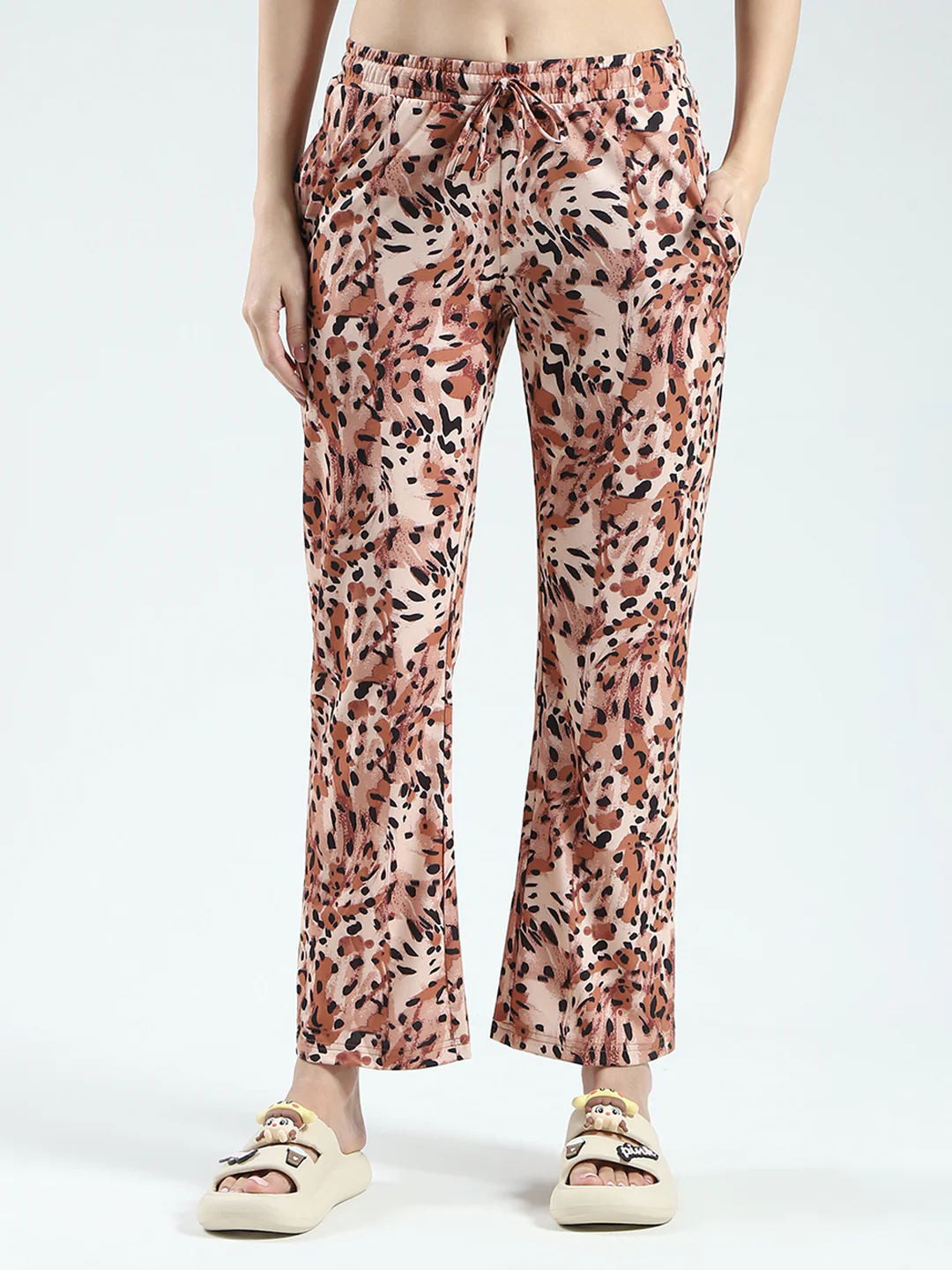 Women Black & Brown Printed Round Neck Half Sleeve Lower Set - Image 7