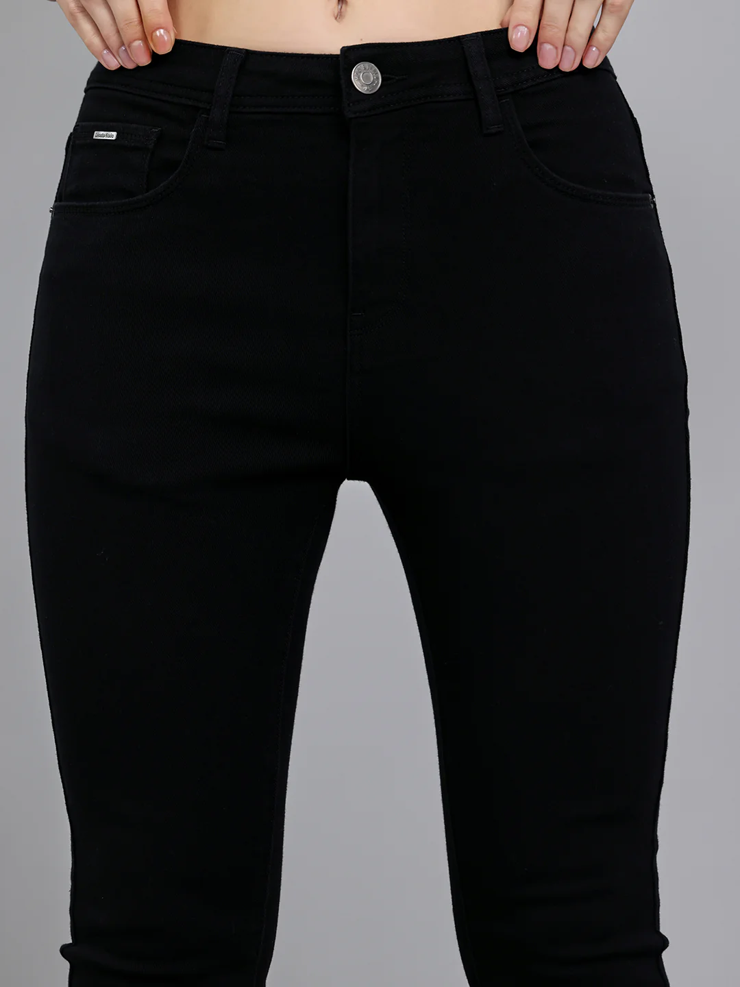 Women Black Light Wash Regular Fit Denim - Image 5