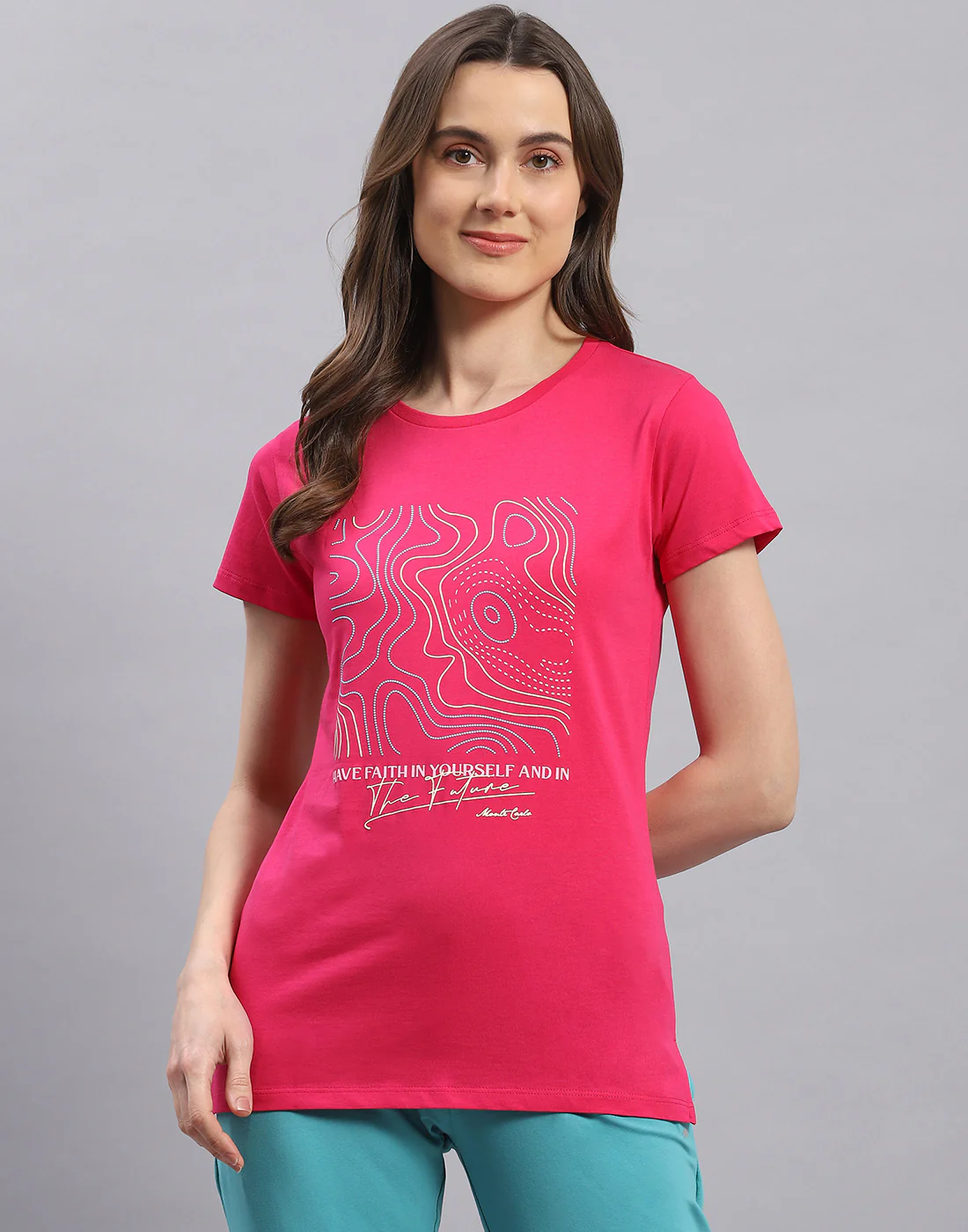 Women Black & Pink Printed Round Neck Half Sleeve Top 2 Pc Set - Image 3