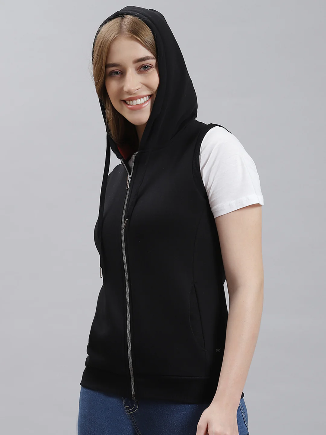 Women Black Plain Sweatshirt - Image 4