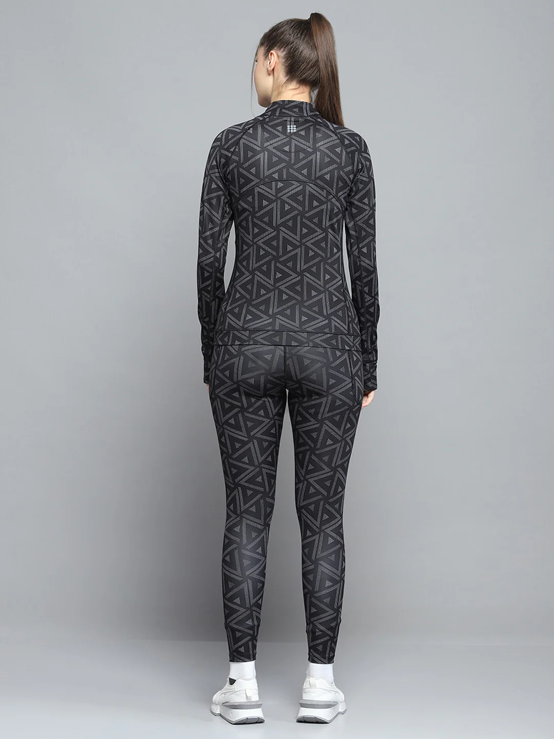 Rock.it Women Black Printed Mock Neck Full Sleeve Tracksuit - Image 5