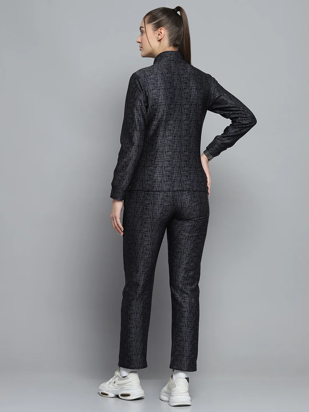 Rock.it Women Black Printed Mock Neck Full Sleeve Tracksuit - Image 5
