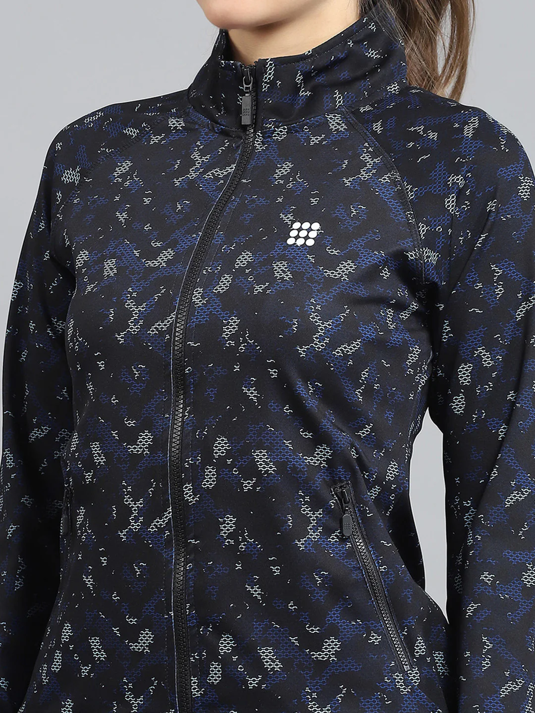 Rock.it Women Black Printed Mock Neck Full Sleeve Tracksuit - Image 6