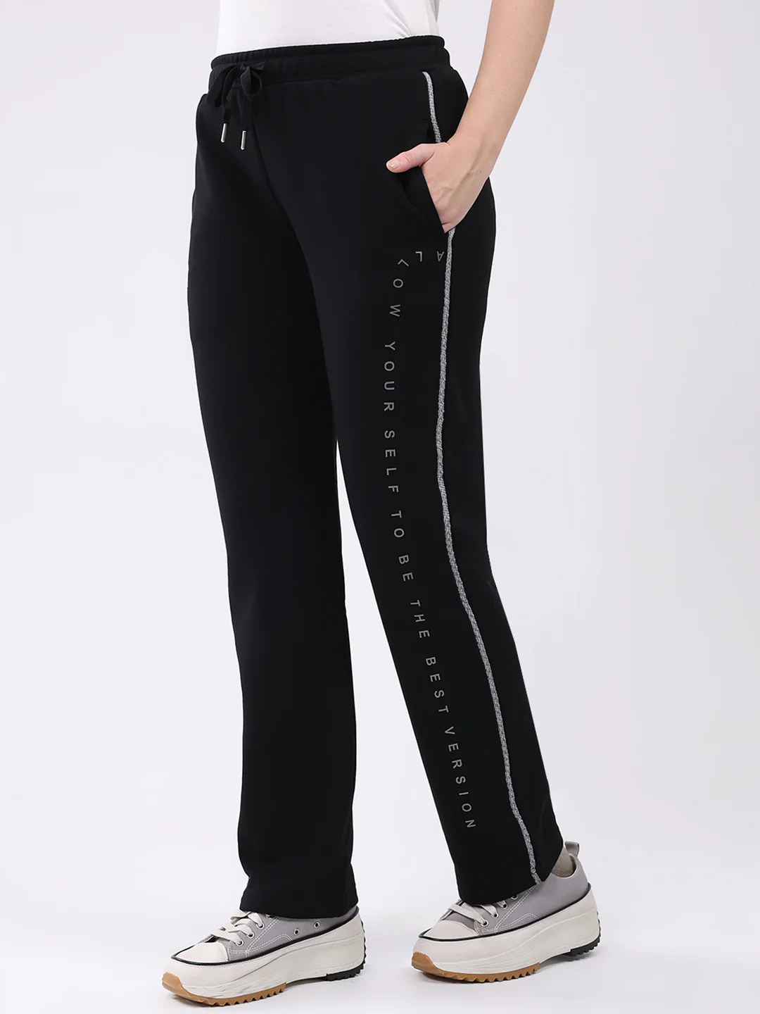 Women Black Printed Regular Fit Winter Lower - Image 3