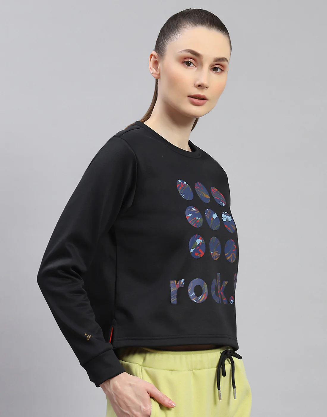 Rock.it Women Black Printed Round Neck Full Sleeve Sweatshirt - Image 4