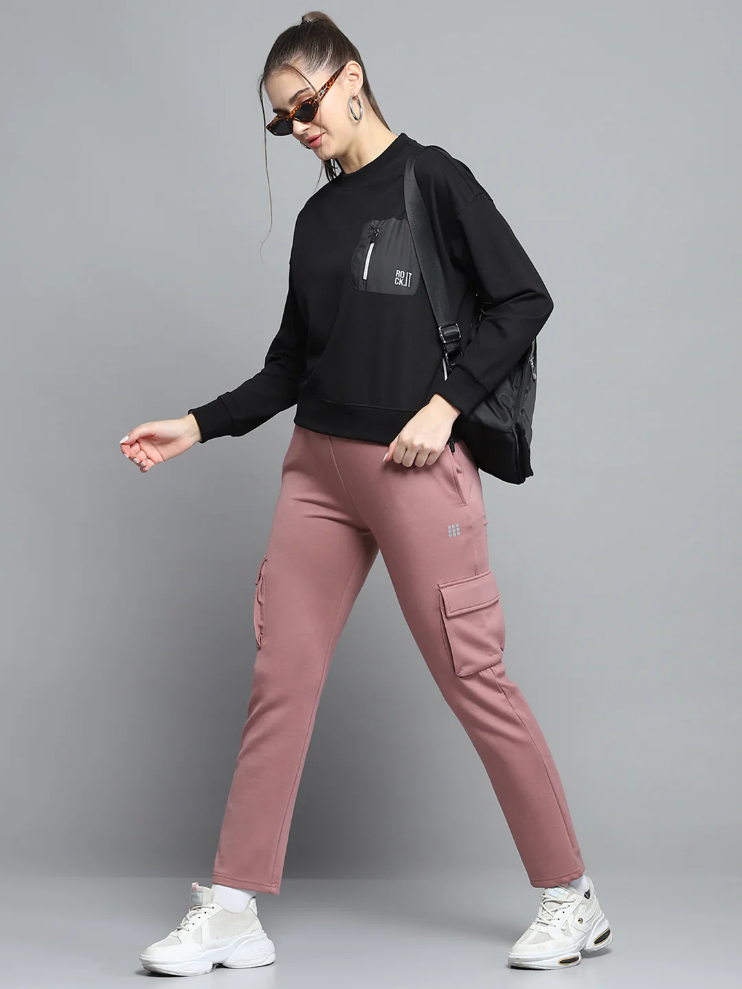 Rock.it Women Black Printed Round Neck Full Sleeve Sweatshirt - Image 2