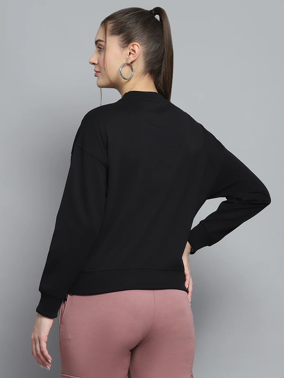 Rock.it Women Black Printed Round Neck Full Sleeve Sweatshirt - Image 5