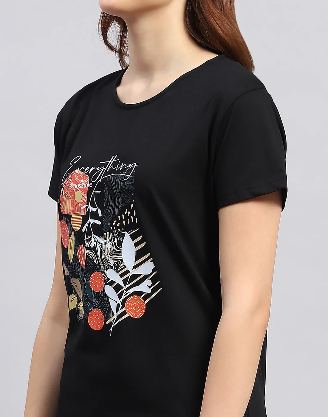 Women Black Printed Round Neck Half Sleeve Lower Set - Image 7