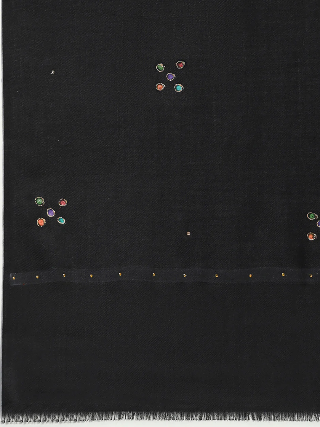 Women Black Printed Wool Blend Shawl - Image 7