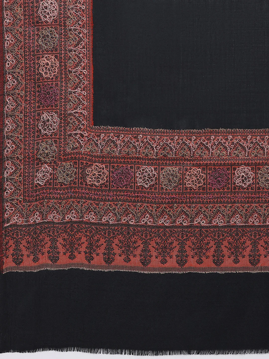 Women Black Printed Wool Blend Shawl - Image 6