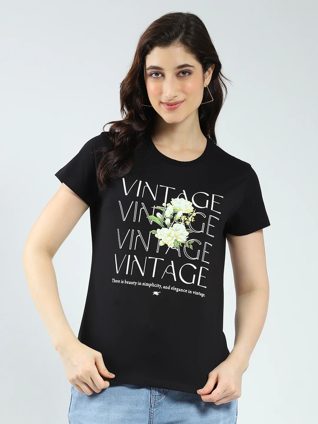 Women Black & Red Printed Round Neck Half Sleeve Top 2Pc Set - Image 2