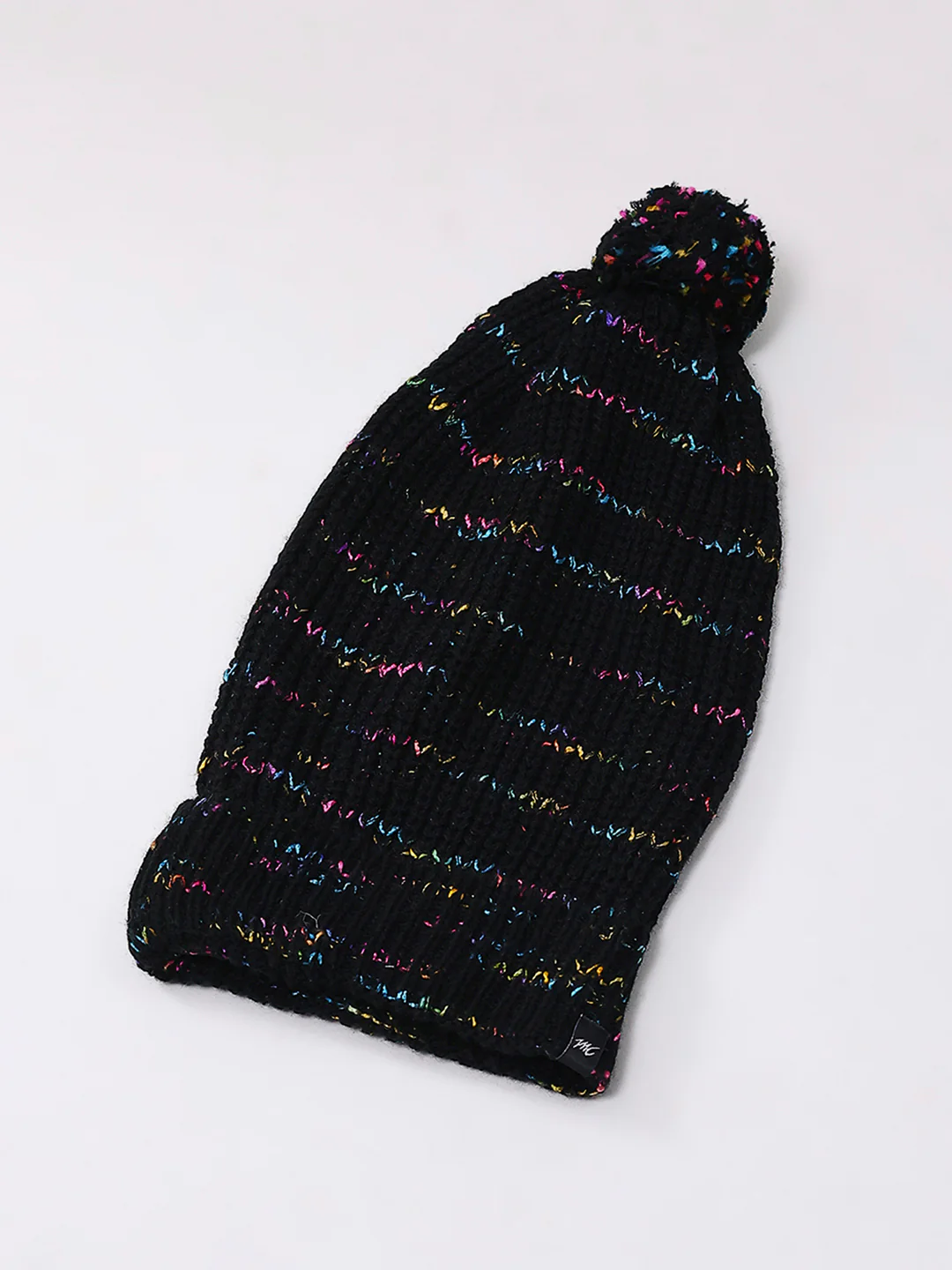 Women Black Self Design Blend Wool Cap - Image 6