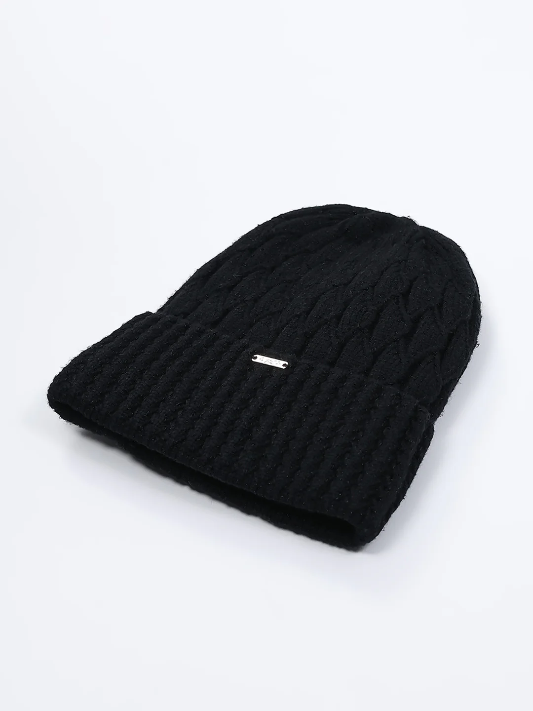 Women Black Self Design Blend Wool Cap - Image 6