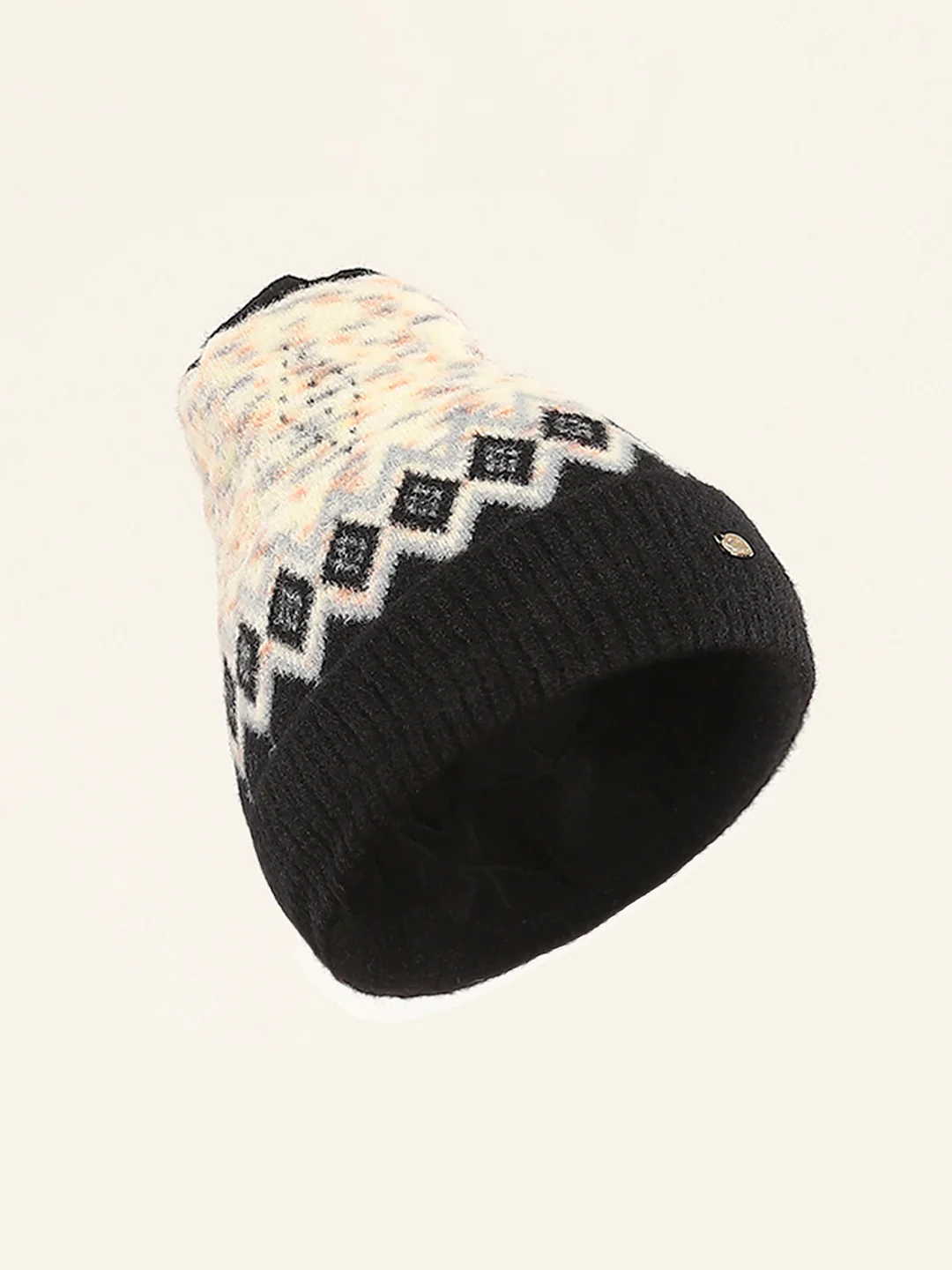Women Black Self Design Cap - Image 2