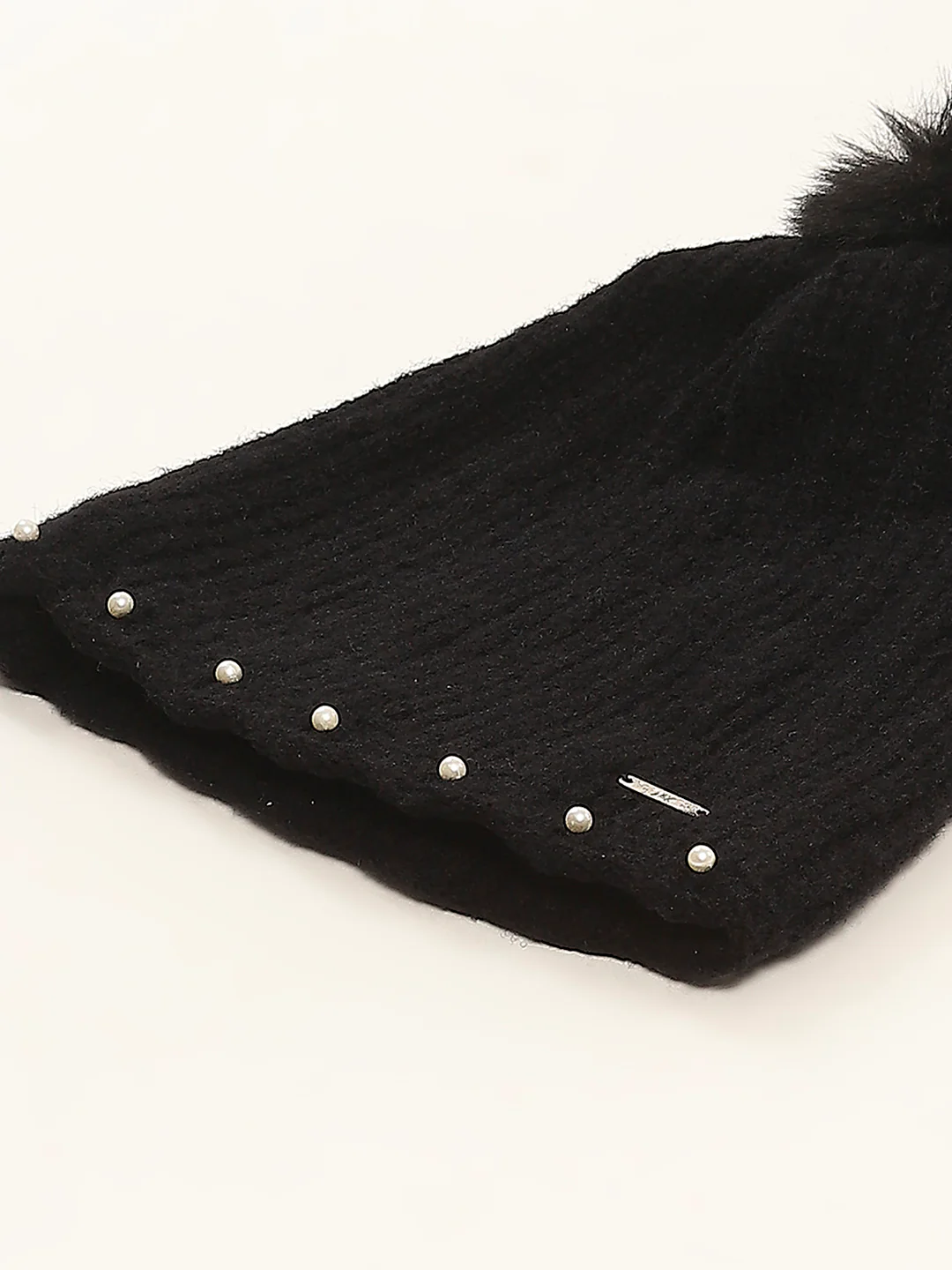 Women Black Self Design Cap - Image 7