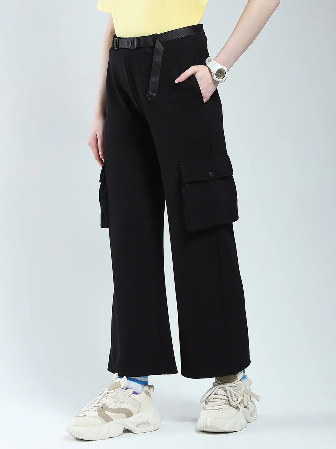 Rock.it Women Black Self Design Regular Fit Lower - Image 3