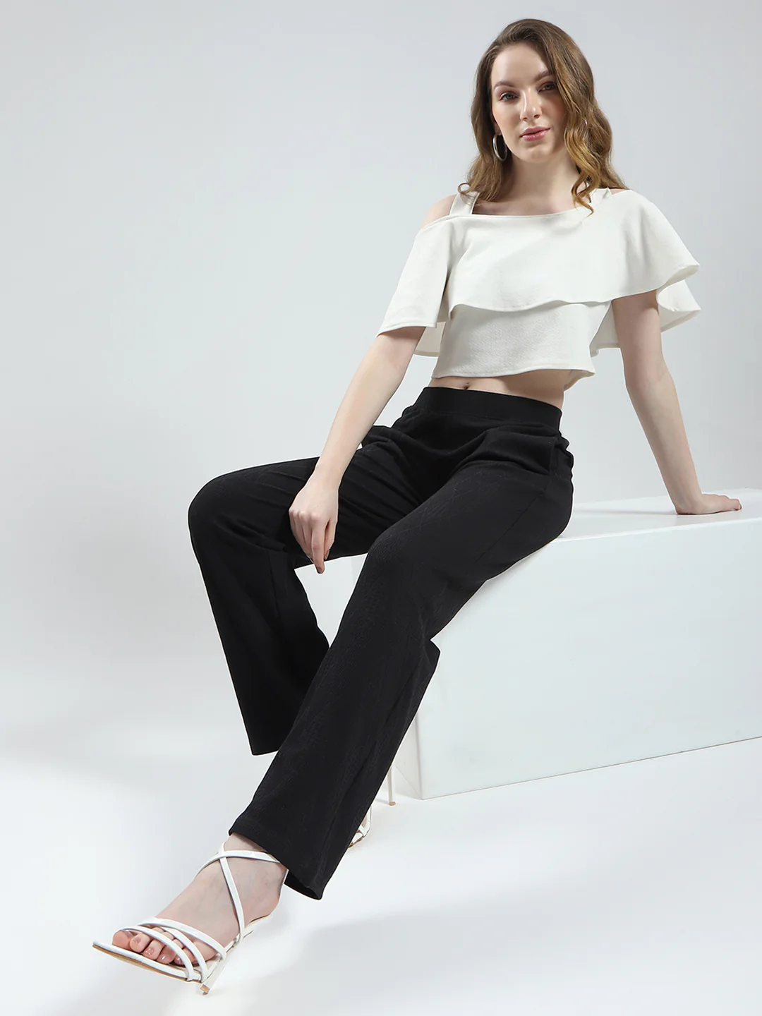 Women Black Self Design Regular Fit Lower - Image 2