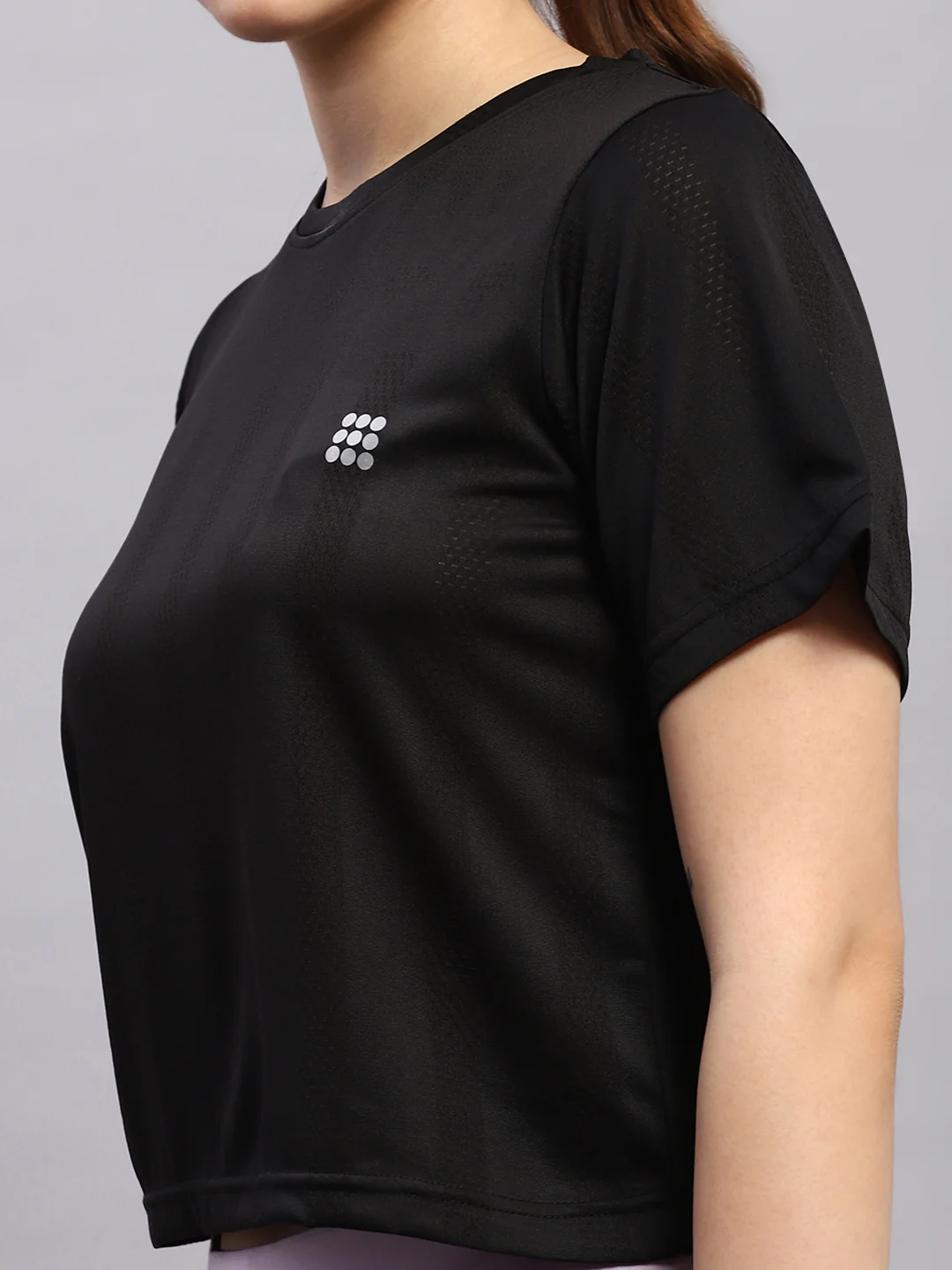 Rock.it Women Black Self Design Round Neck Half Sleeve Top - Image 6
