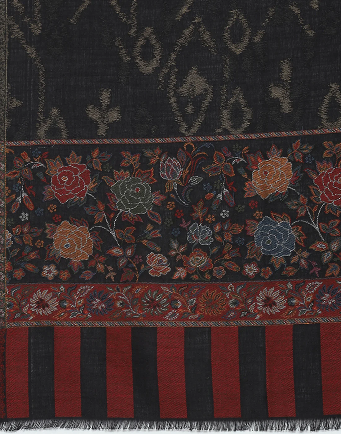 Women Black Self Design Shawl - Image 6