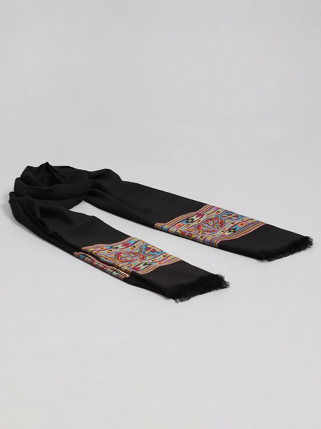 Women Black Self Design Shawl - Image 2