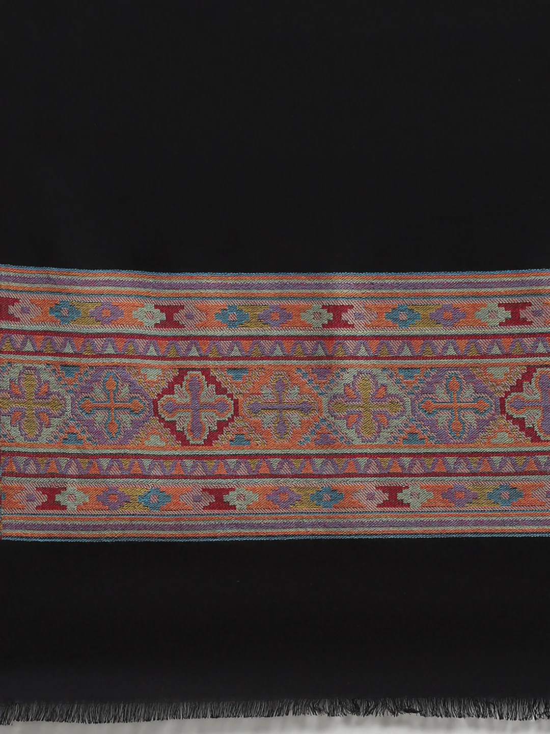 Women Black Self Design Shawl - Image 6