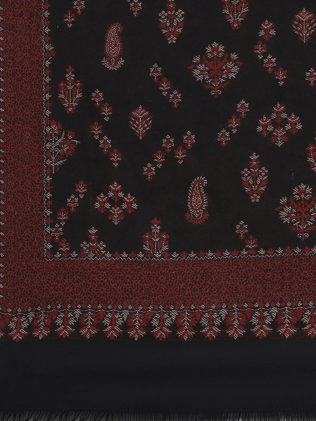 Women Black Self Design Shawl - Image 6