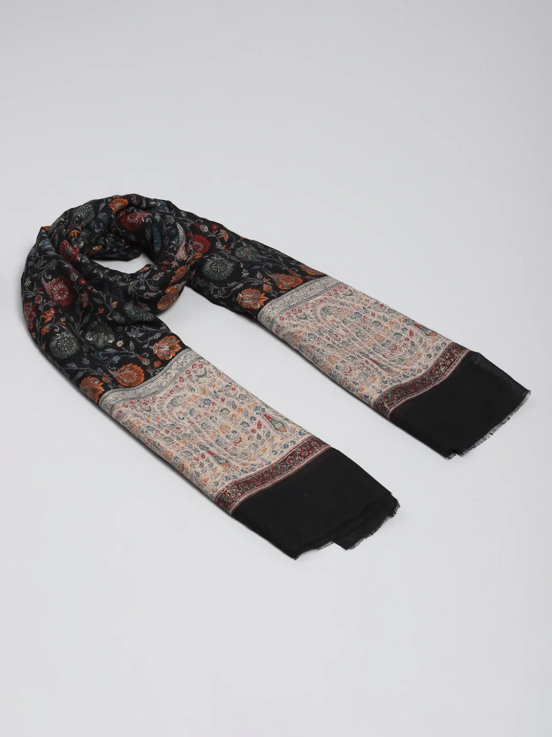 Women Black Self Design Shawl - Image 2