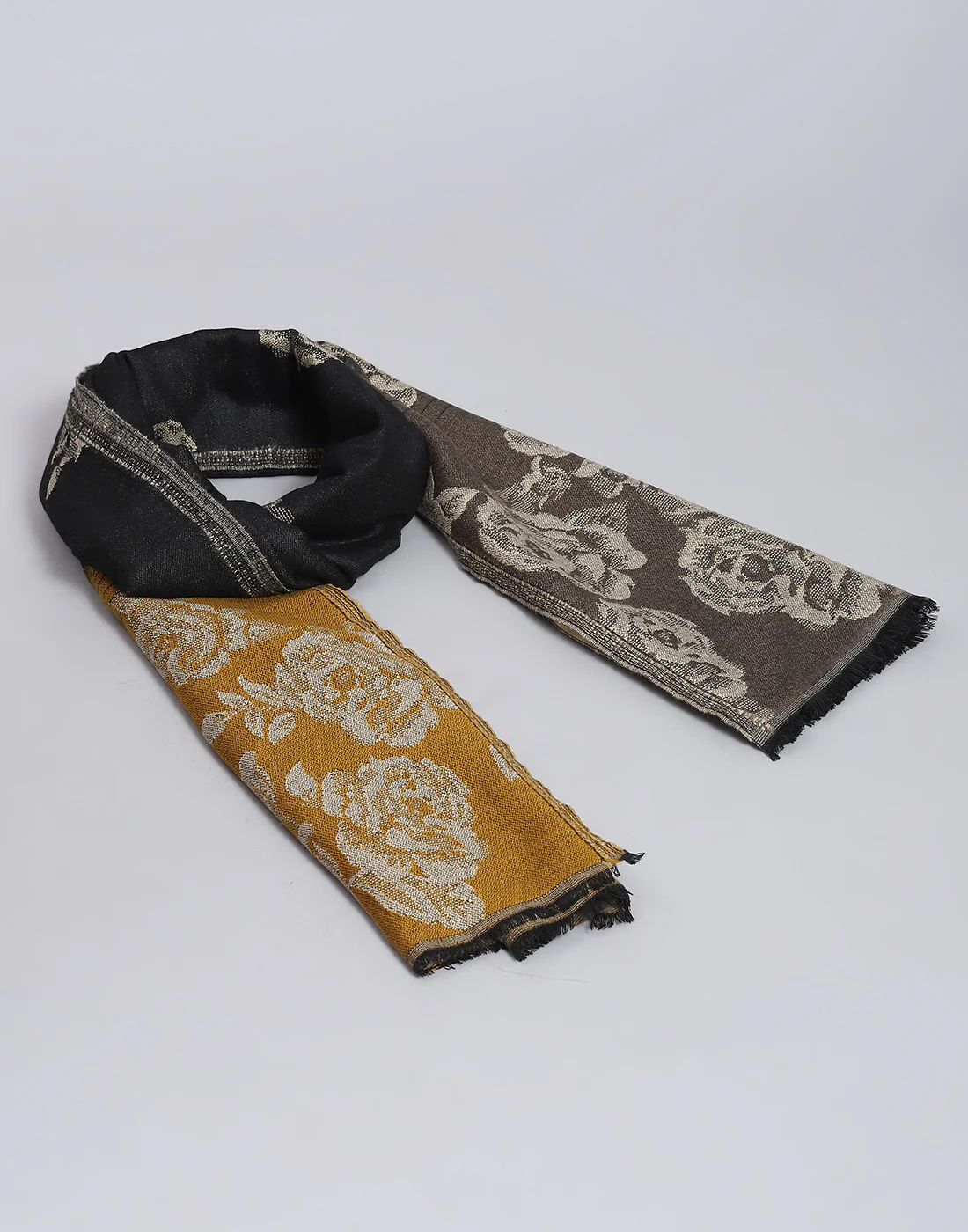 Women Black Self Design Stole - Image 6