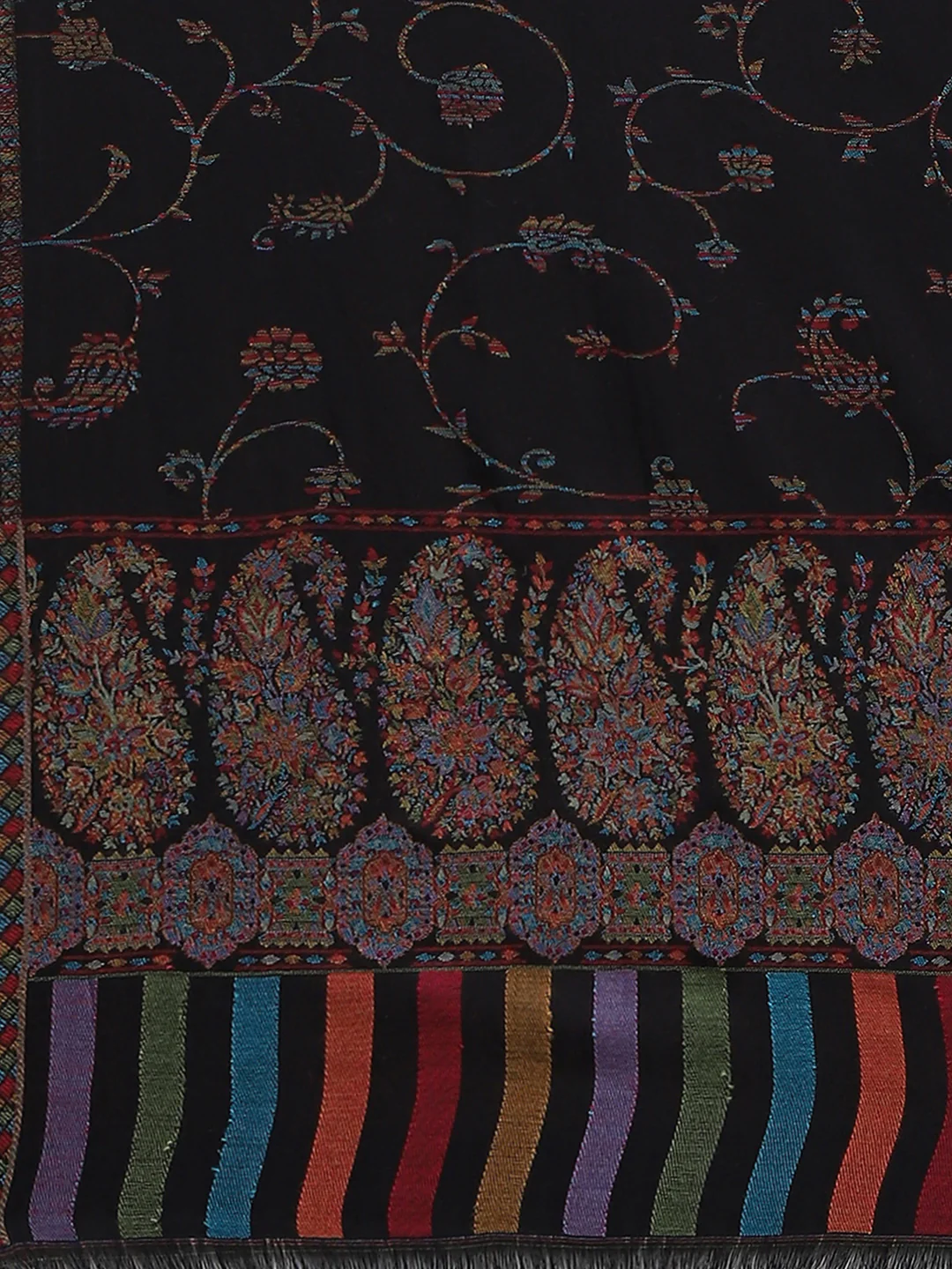 Women Black Self Design Stole - Image 7