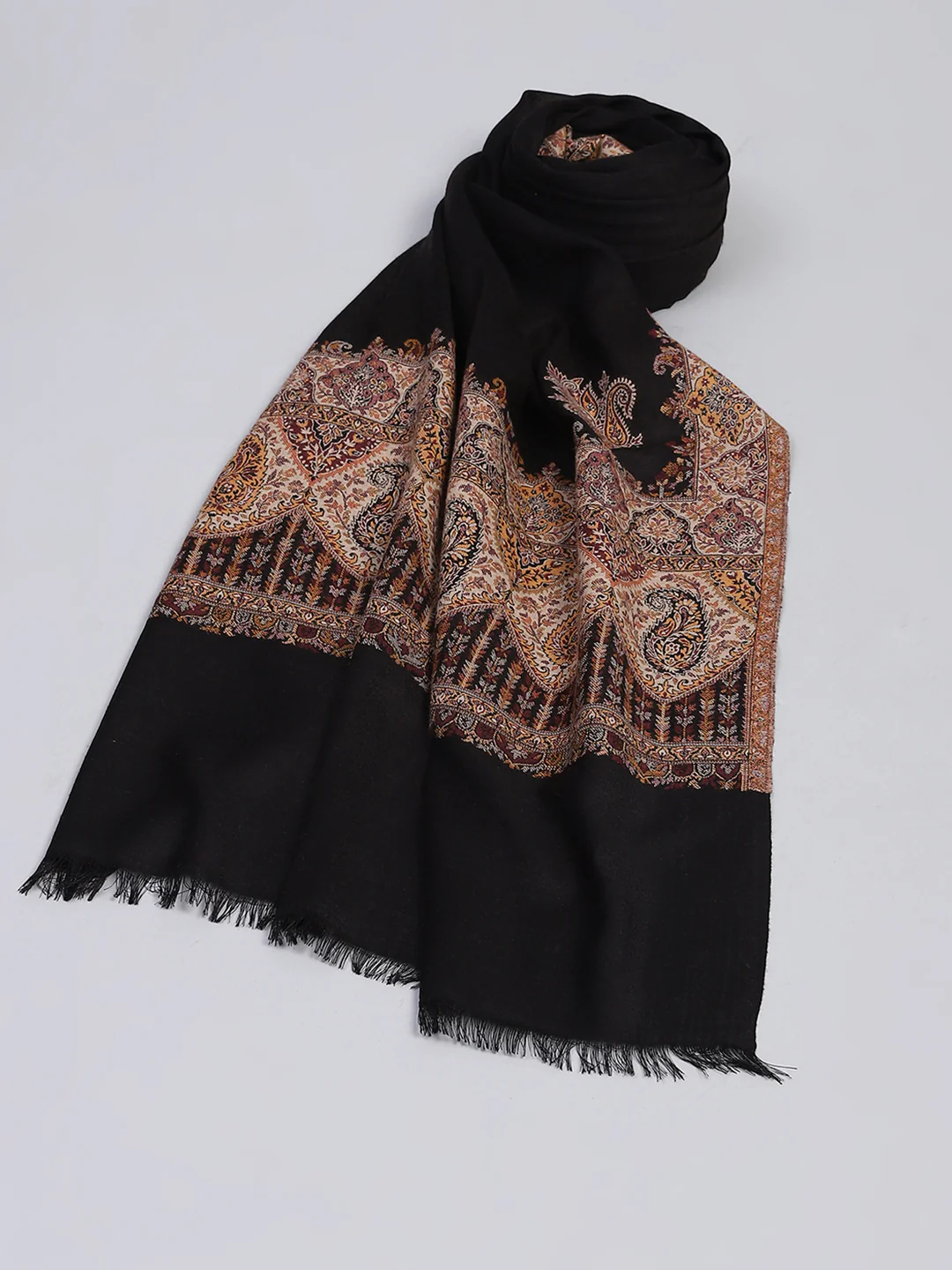 Women Black Self Design Stole - Image 6
