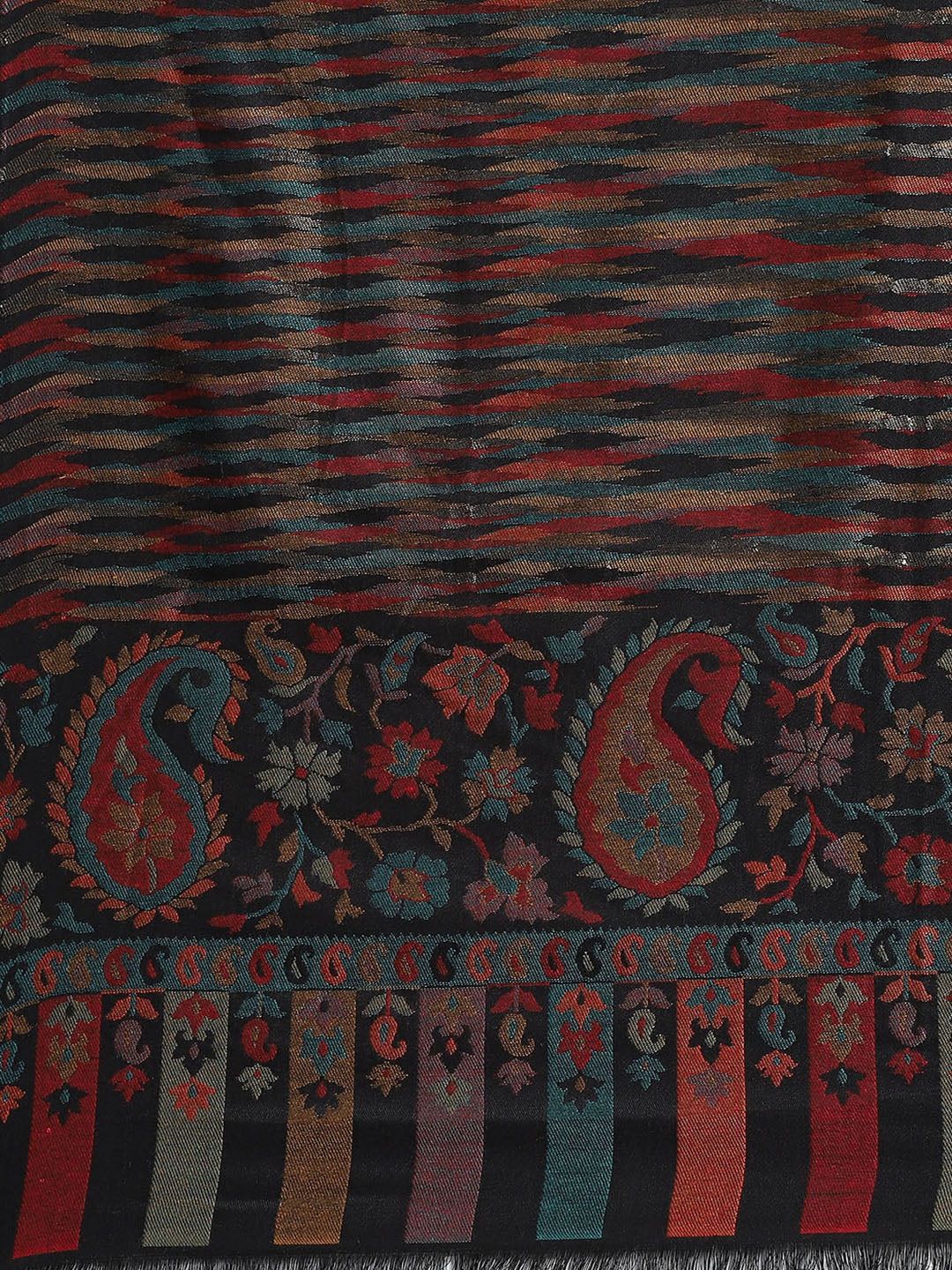 Women Black Self Design Stole - Image 7