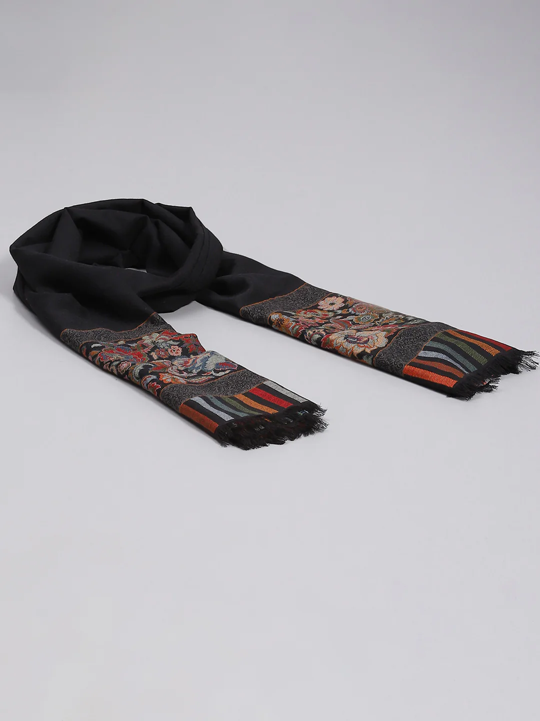 Women Black Self Design Stole - Image 7