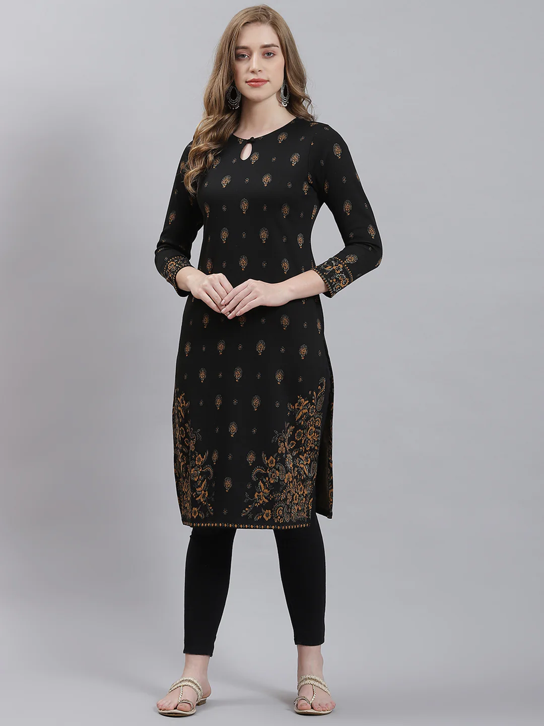 Women Black Self Kurti - Image 2