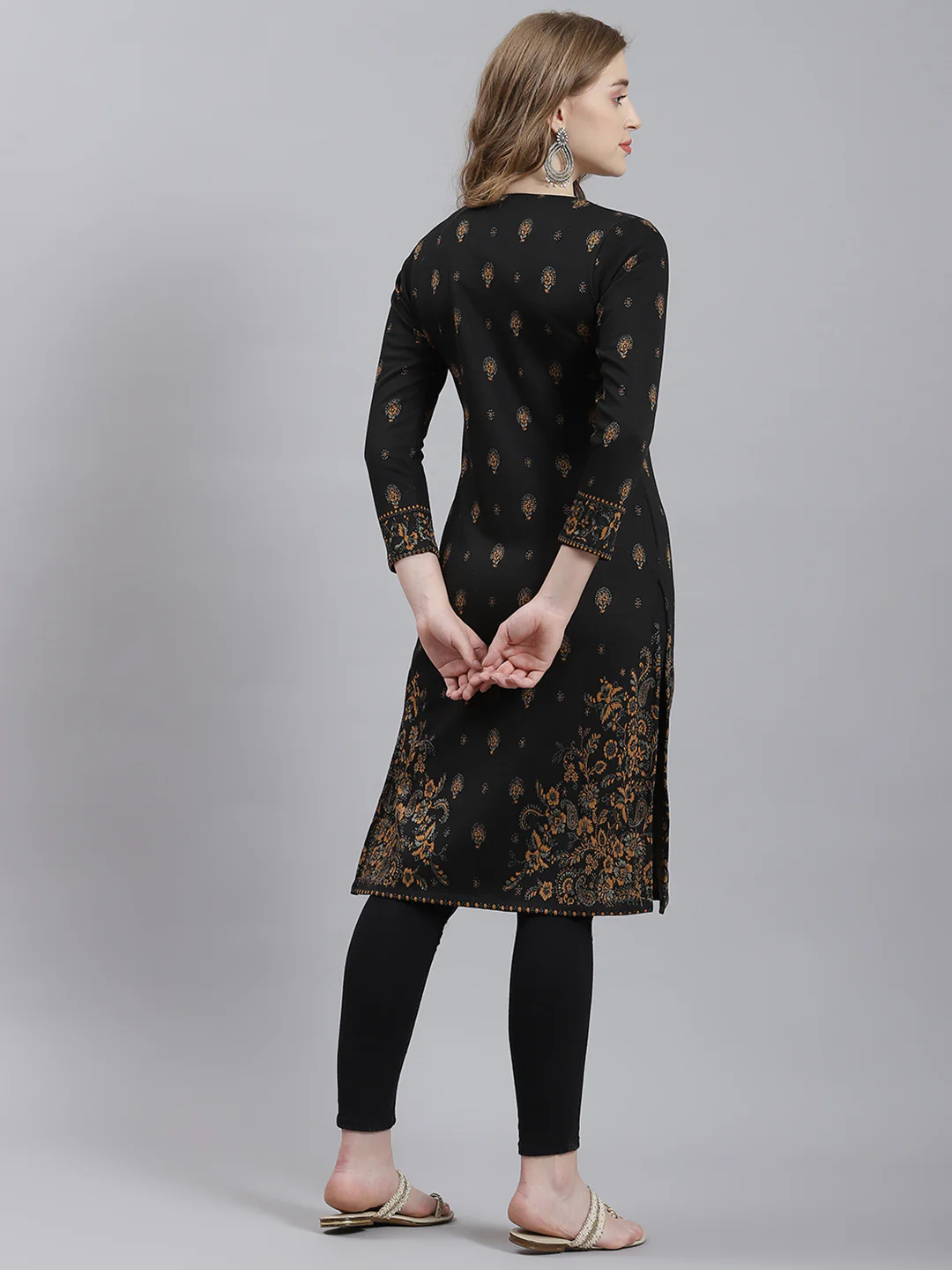 Women Black Self Kurti - Image 5