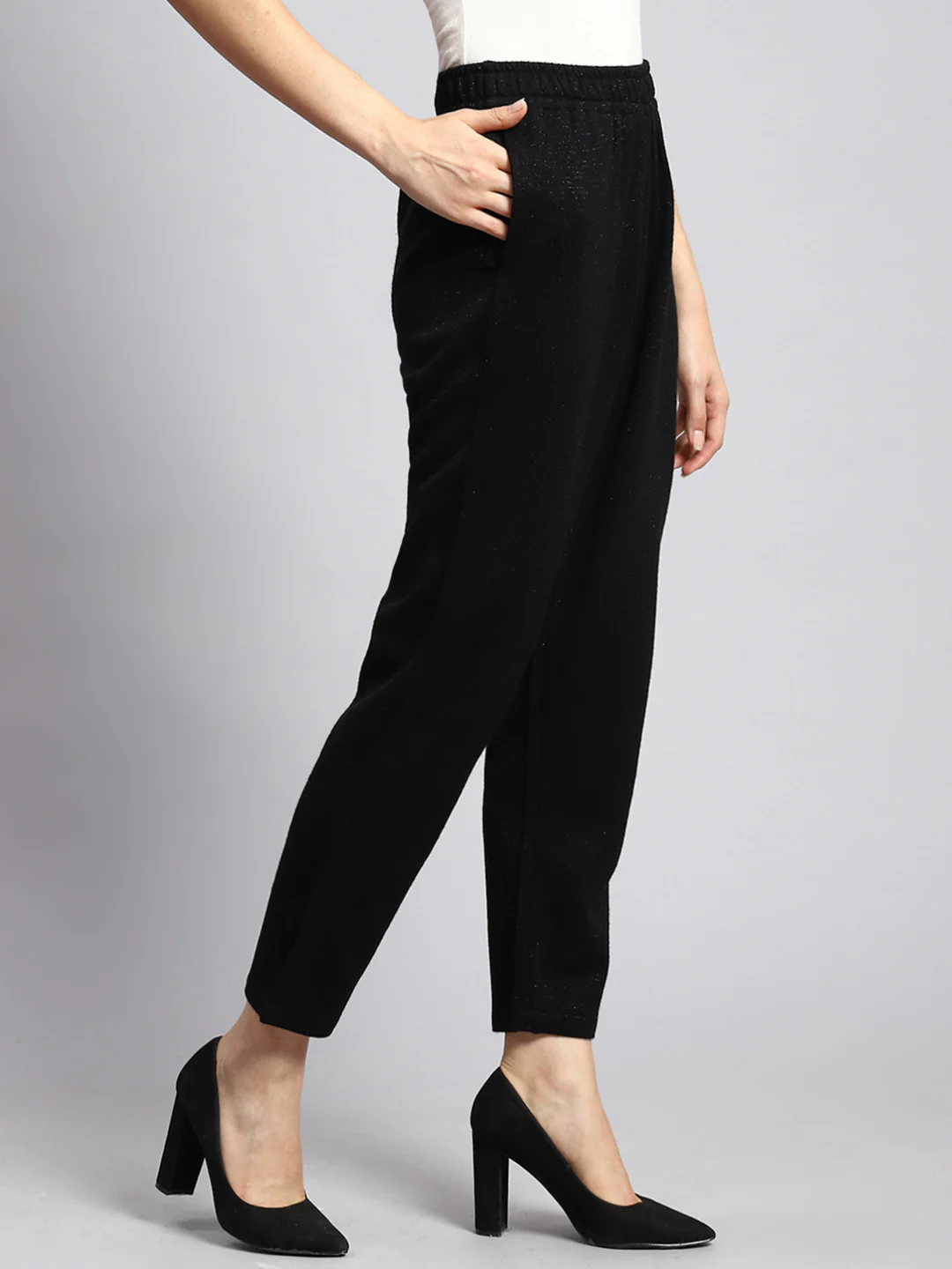Women Black Self Winter Lower - Image 3