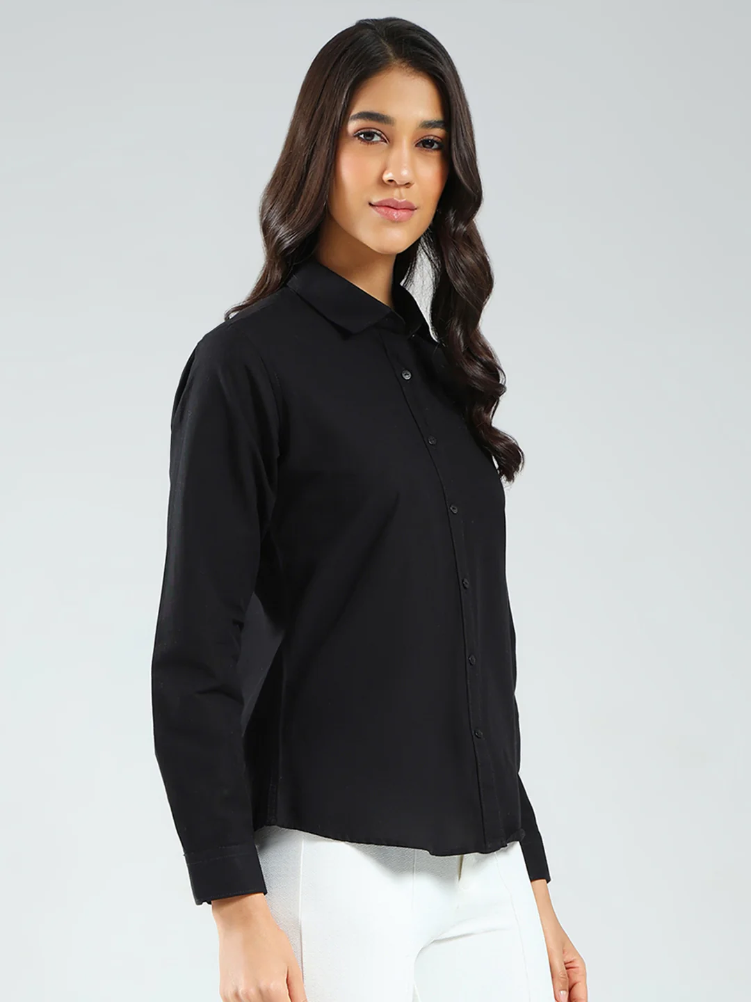 Rock.it Women Black Solid Collar Full Sleeve Shirt - Image 4