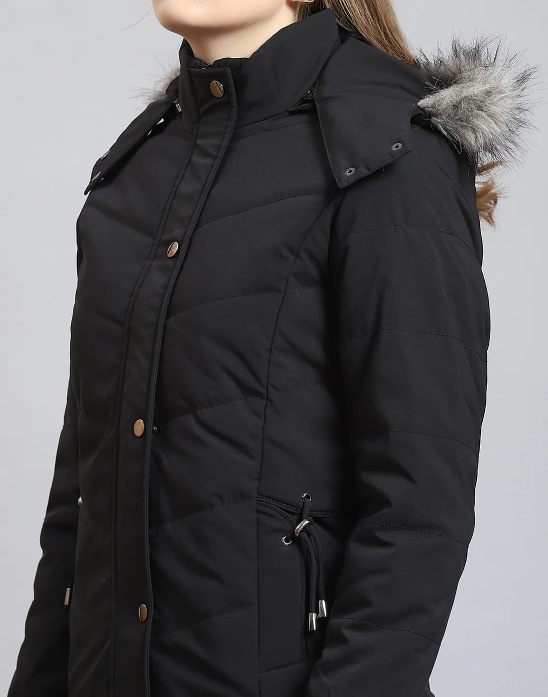 Women Black Solid Hooded Full Sleeve Jacket - Image 7