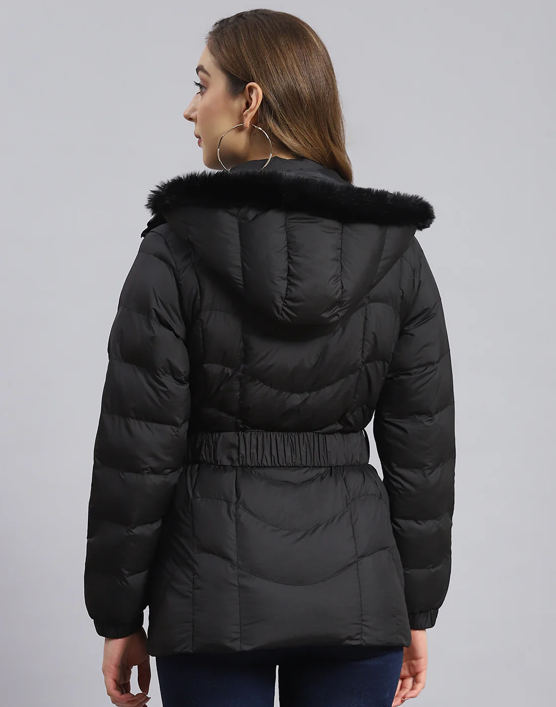 Women Black Solid Hooded Full Sleeve Jacket - Image 5