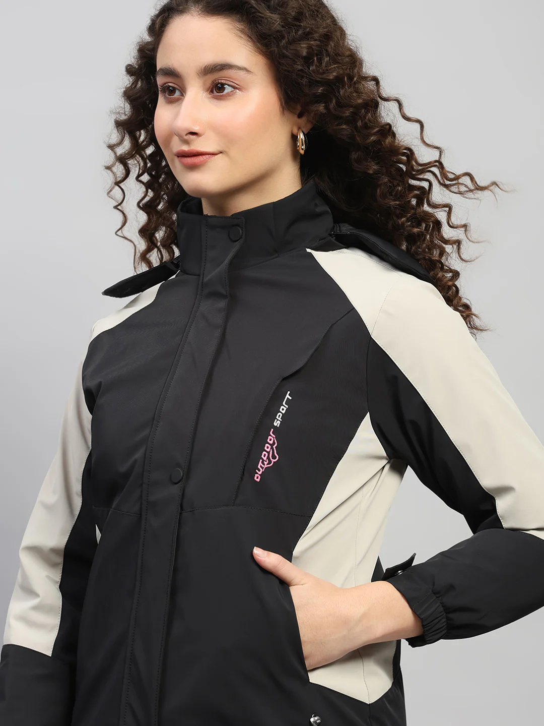 Women Black Solid Hooded Full Sleeve Jacket - Image 7