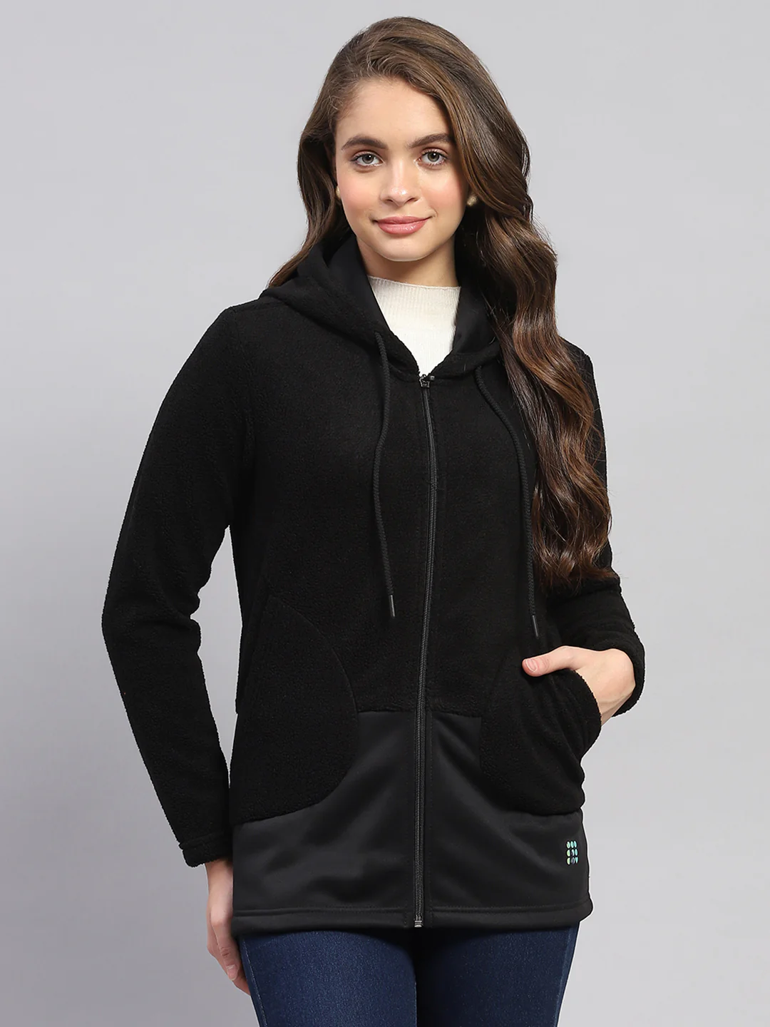 Rock.it Women Black Solid Hooded Full Sleeve Sweatshirt - Image 2