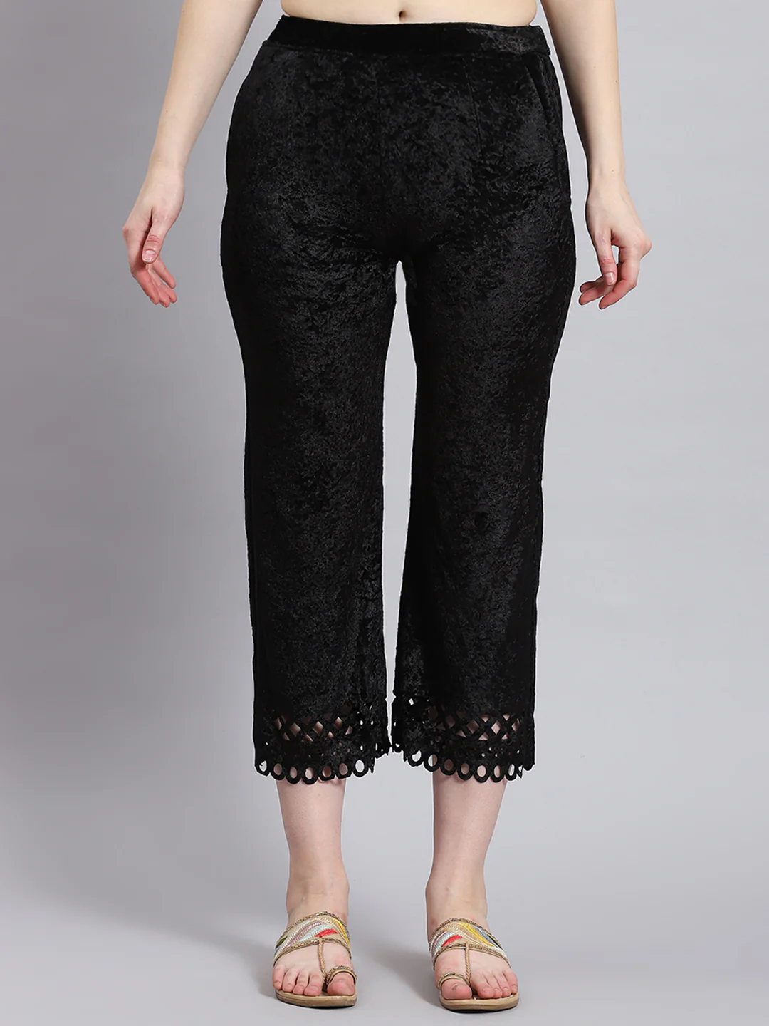 Women Black Solid Mandarin Collar Full Sleeve Kurtis Set - Image 7